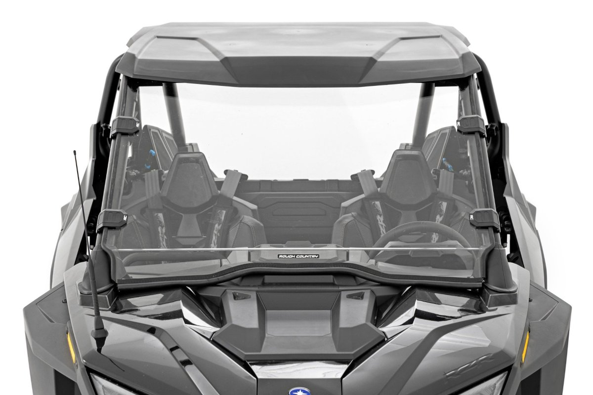 Polaris RZR Turbo R Sport Full Windshield - Rough Country - Scratch Resistant - '22-'23